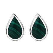 Malachite Drop Silver Stud Earrings, e333